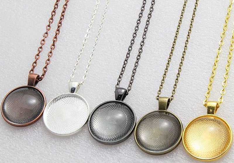 Miraclekoo 40 Pcs Silver Round Pendant Trays with Glass Cabochons 25 mm Blanks Bezel Pendant Trays Set for Photo Resin Craft Jewelry Making - Image 5